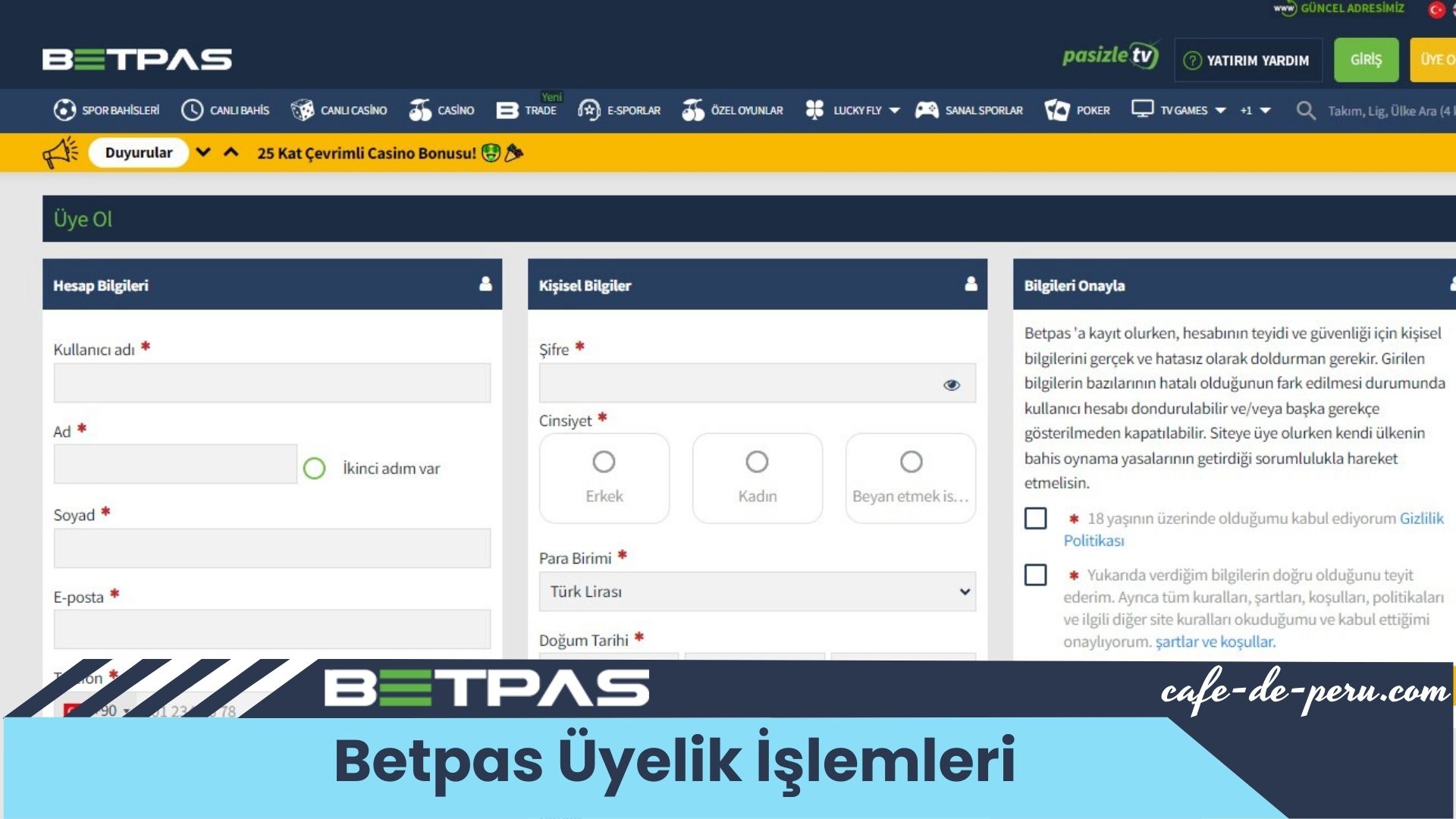 Betpas Üyelik İşlemleri